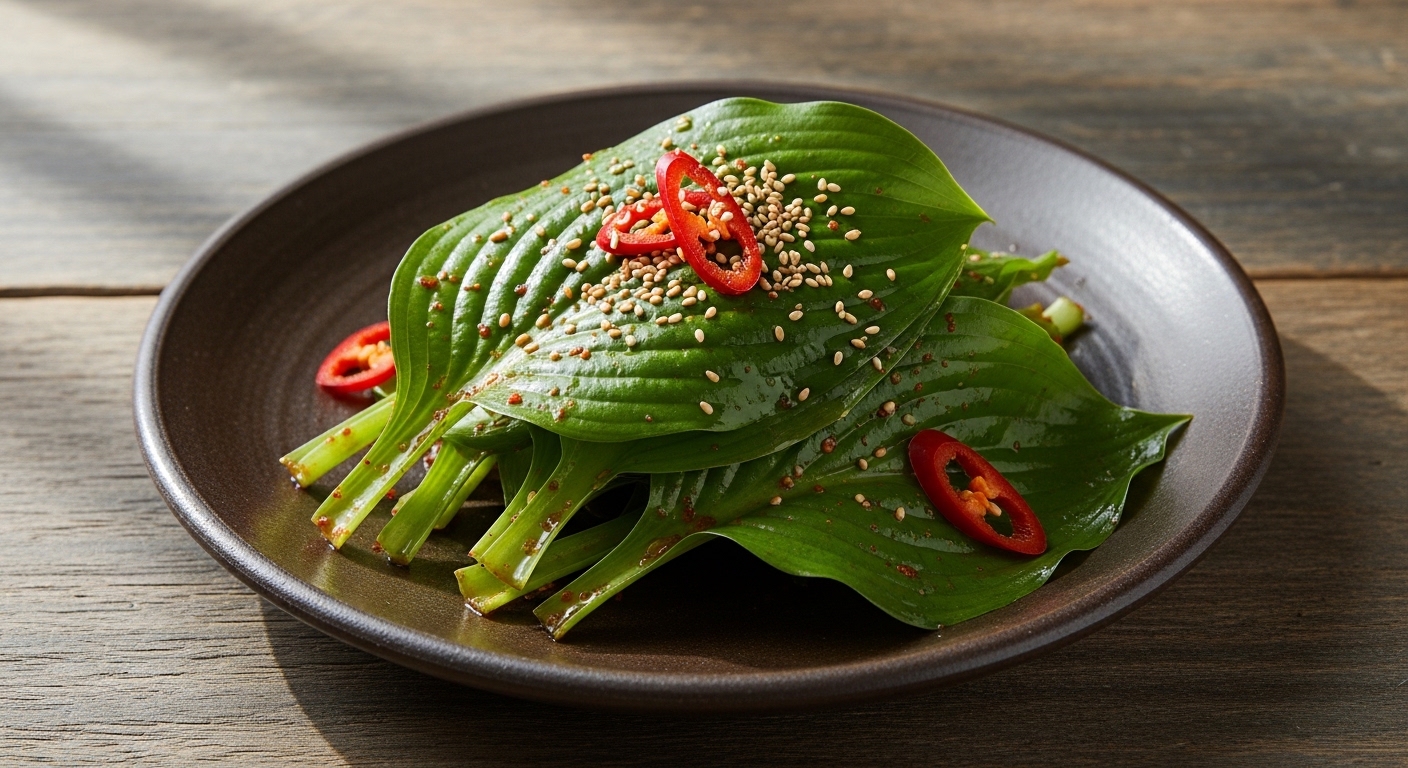 된장 양념으로 정갈하게 무쳐낸 건강 반찬 비비추 나물 무침