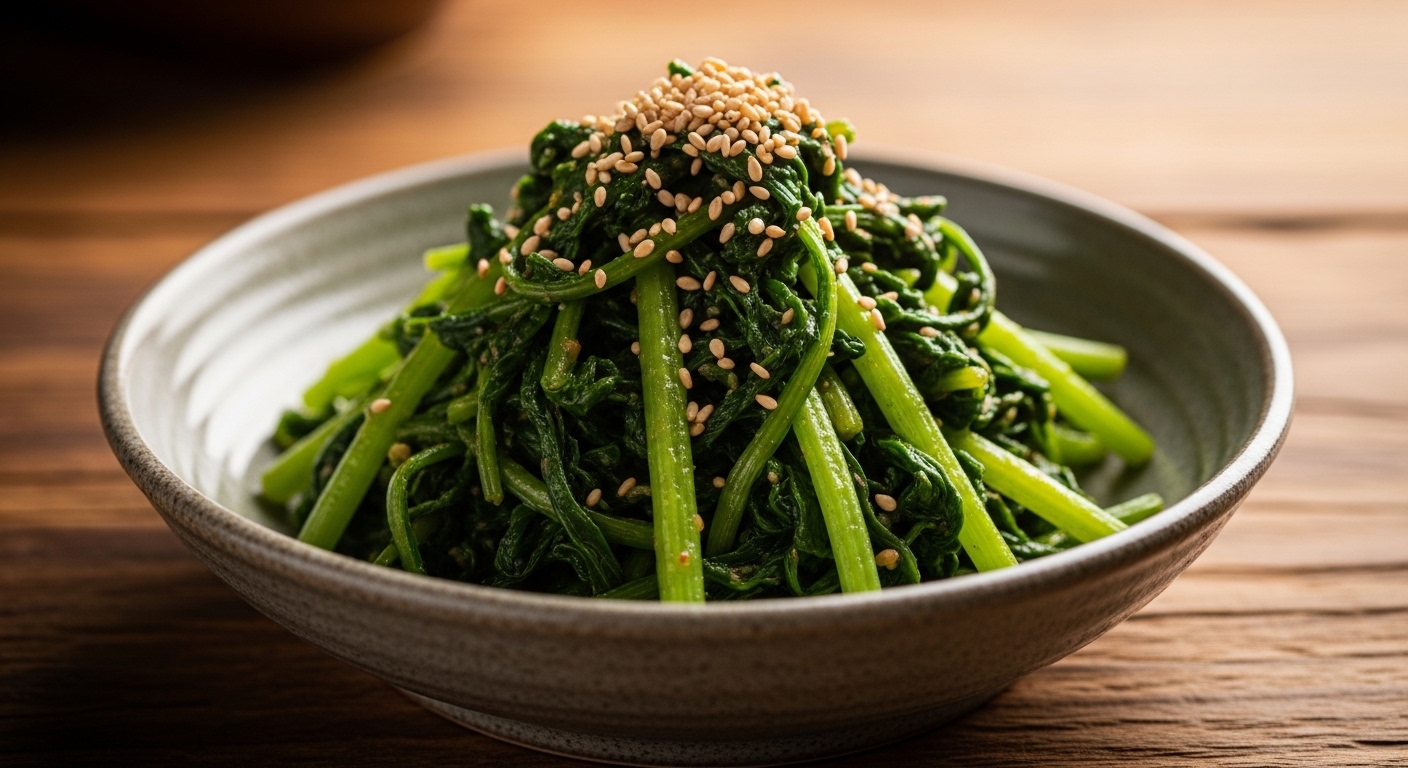 구수한 된장 양념에 정갈하게 무쳐진 취나물 된장 무침 완성 요리