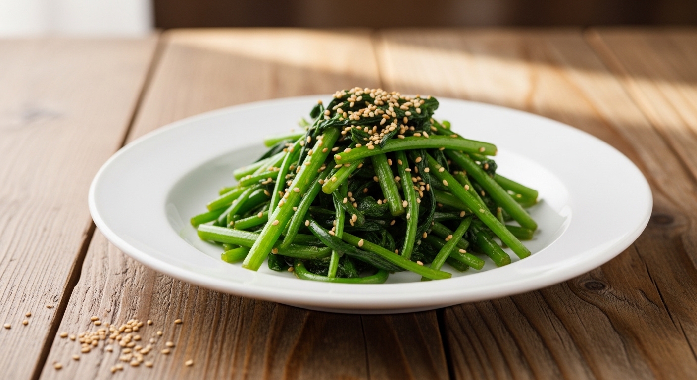 들기름에 고소하게 볶아진 참취나물 볶음 완성 요리